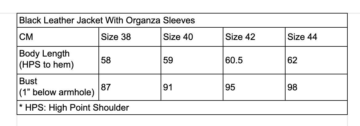 Black Leather Jacket With Organza Sleeves