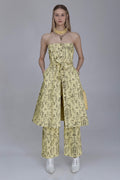 Yellow Rococo Print Denim Dress