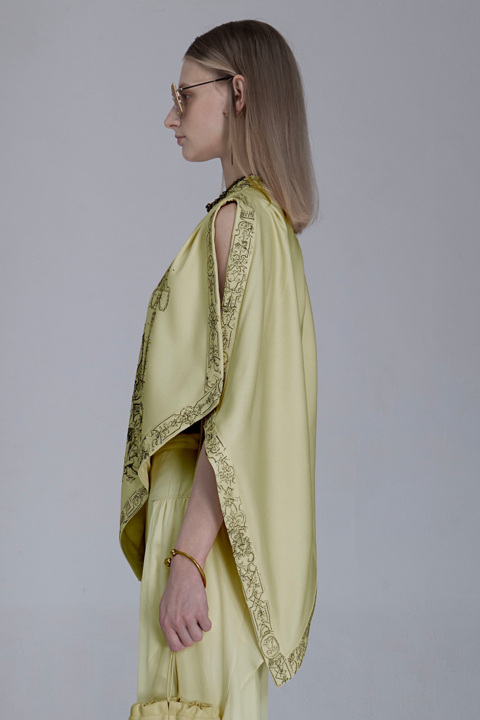 Rococo Print Asymmetrical Shawl Top
