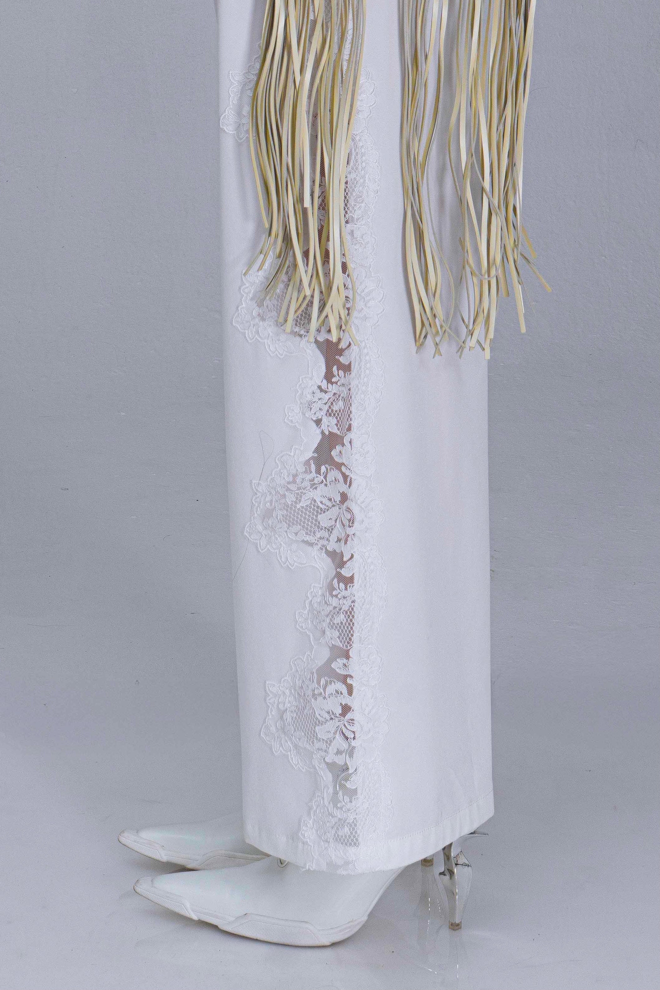 Wide Legged Pants With Scallop Lace On Side