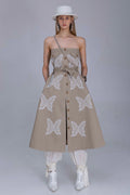 New Khaki Trench With Butterfly Lace
