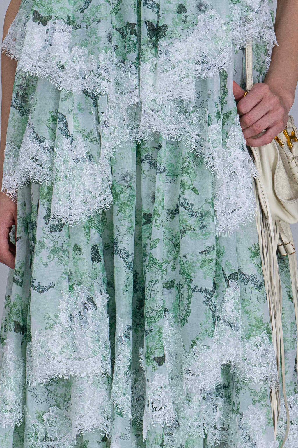 Boho Print Tiered Lace Dress
