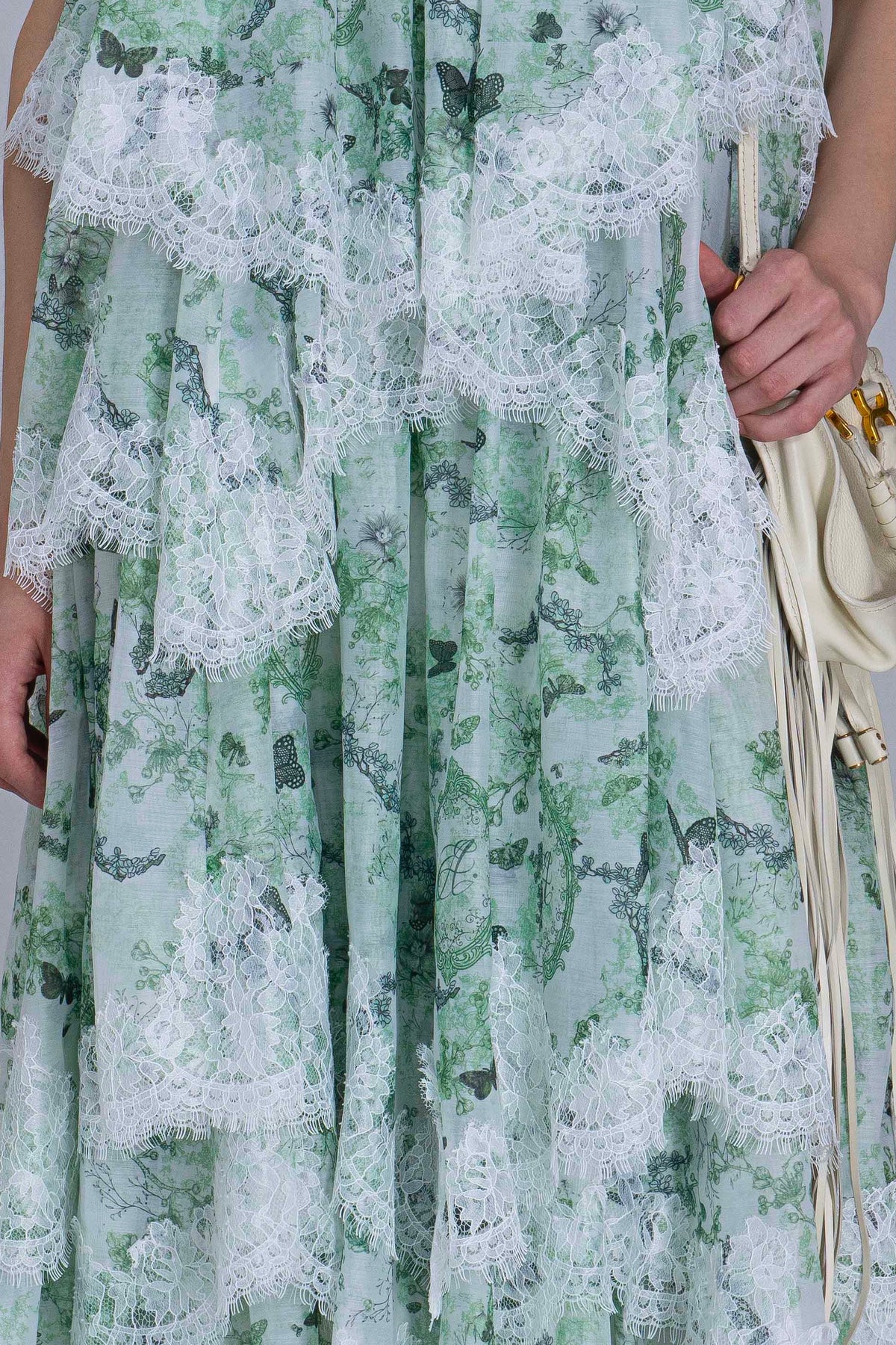Boho Print Tiered Lace Dress