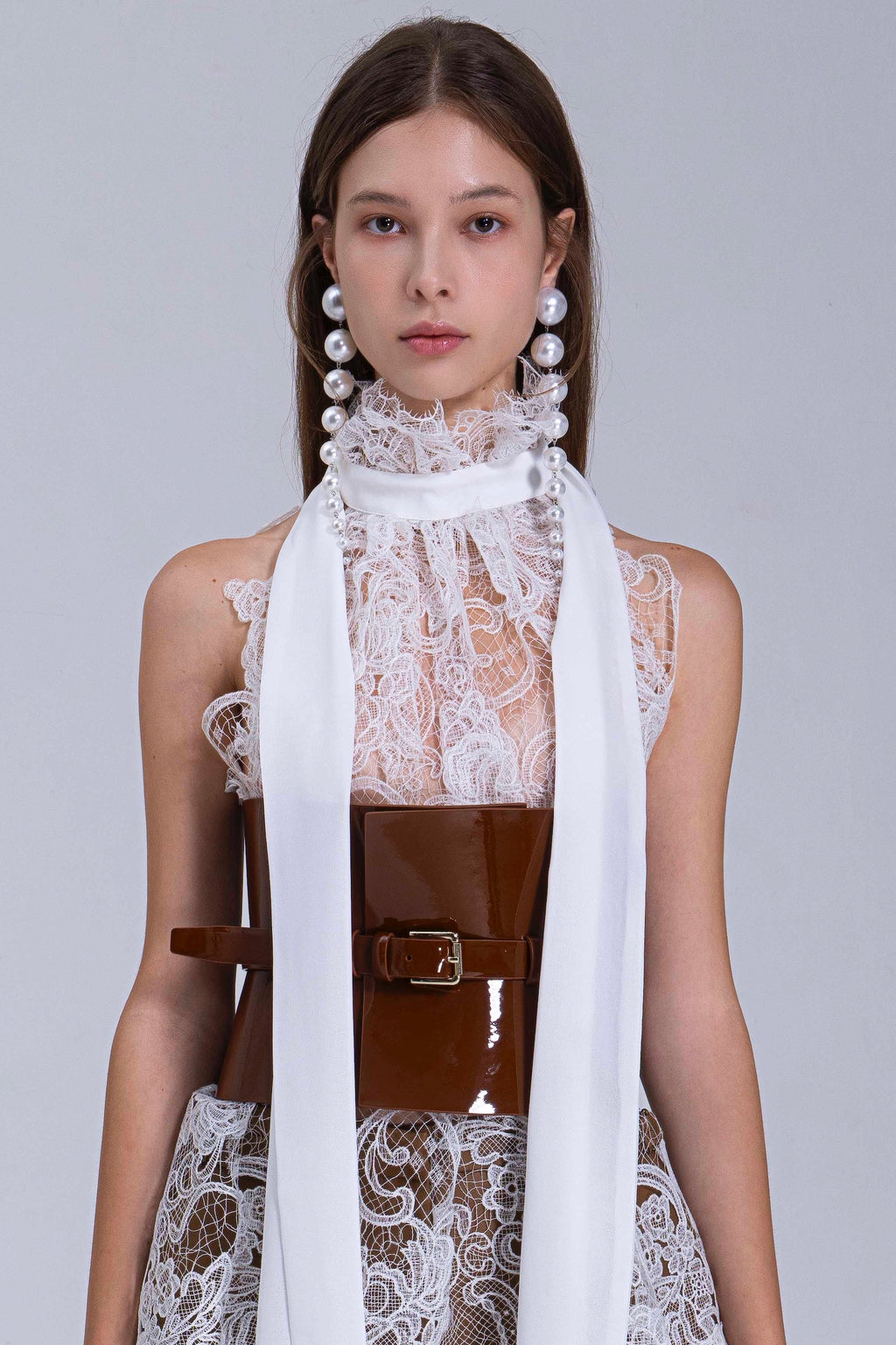 Chantilly Lace Tunic with Chiffon Tie & Under Slip