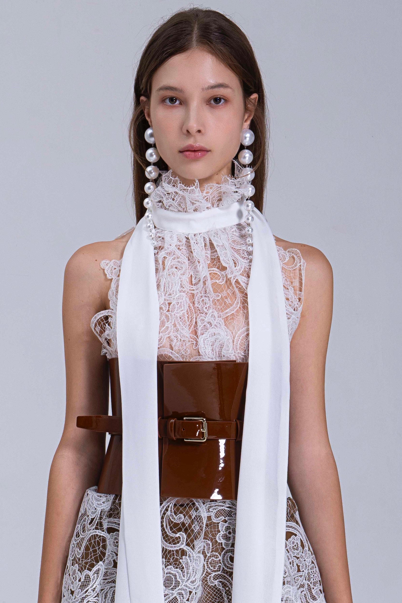 Chantilly Lace Tunic with Chiffon Tie & Under Slip