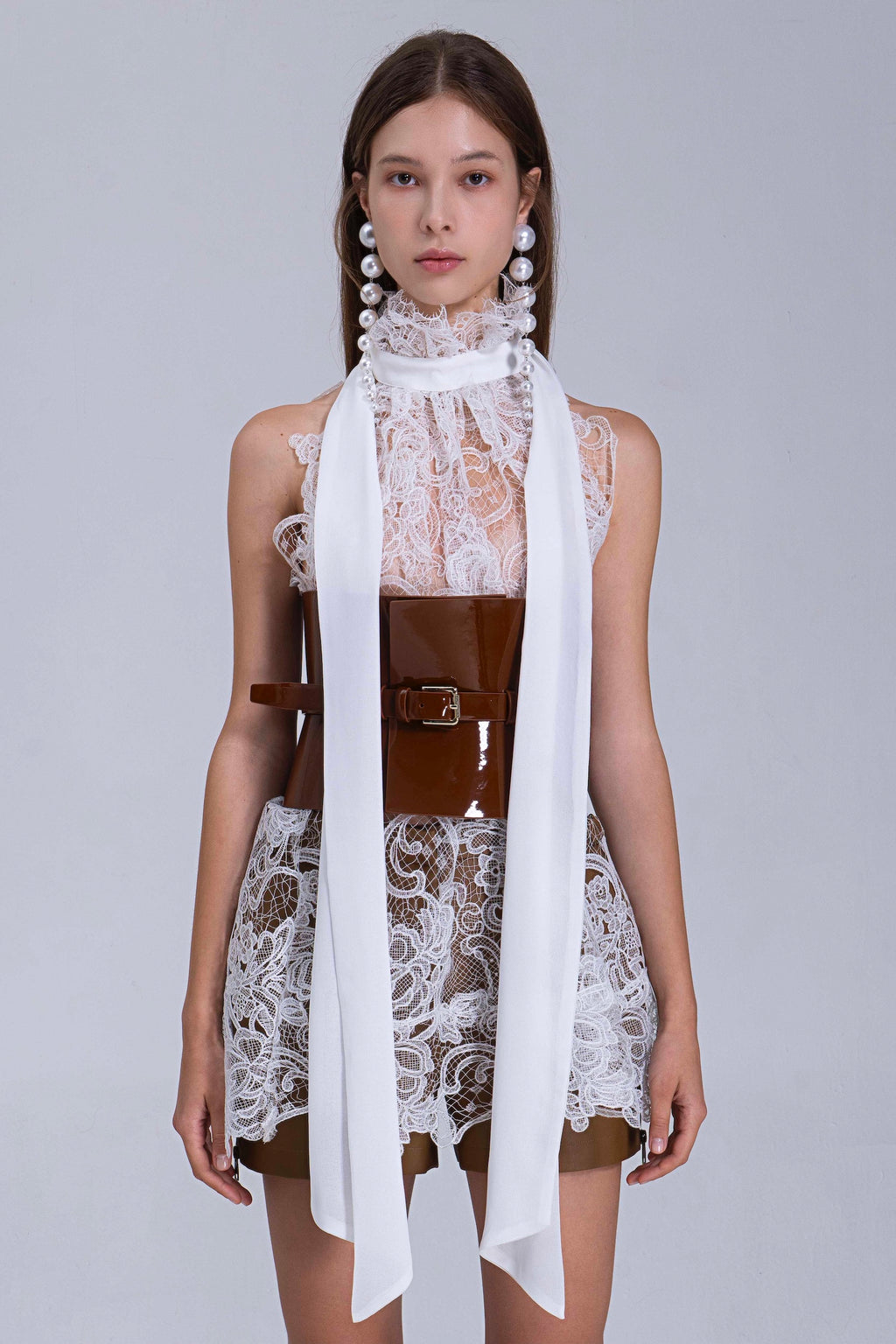 Chantilly Lace Tunic with Chiffon Tie & Under Slip