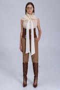 Tiered Chiffon Blouse With Tie
