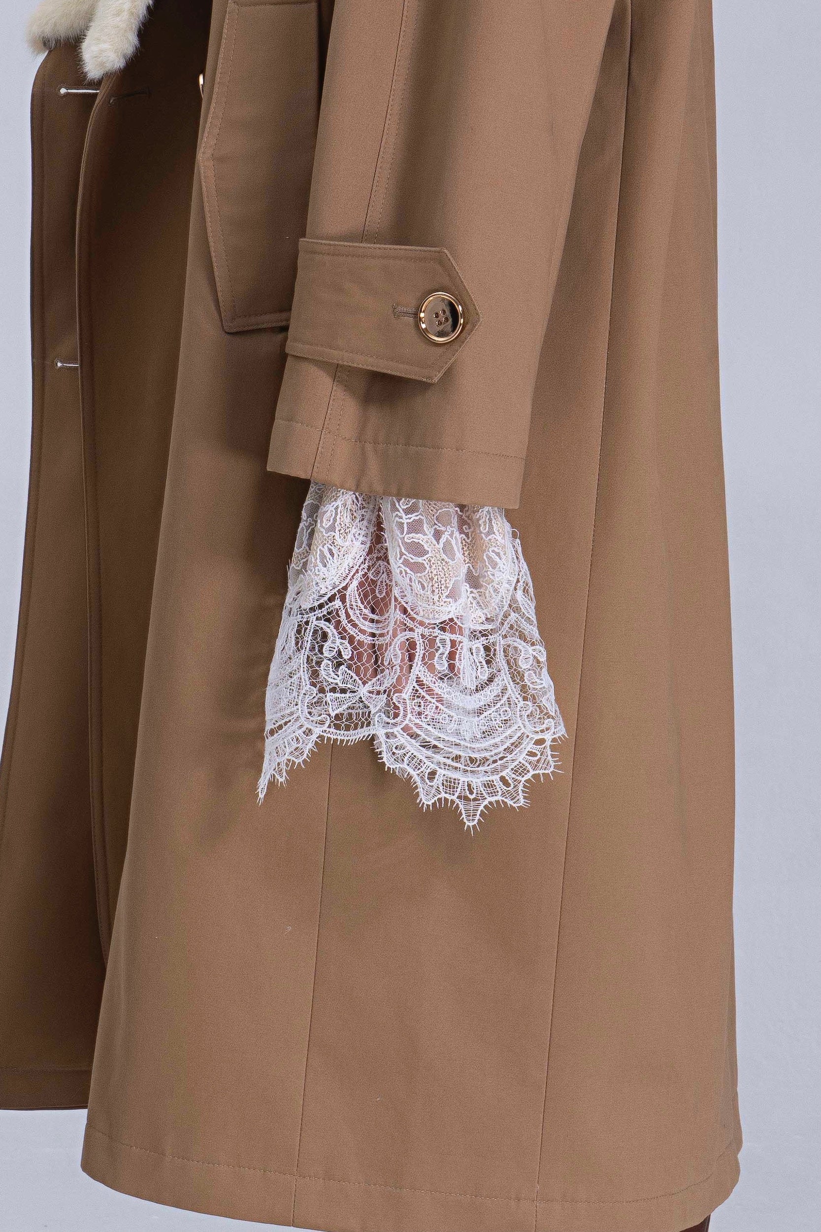 Puff Sleeves Lace Top With Tie