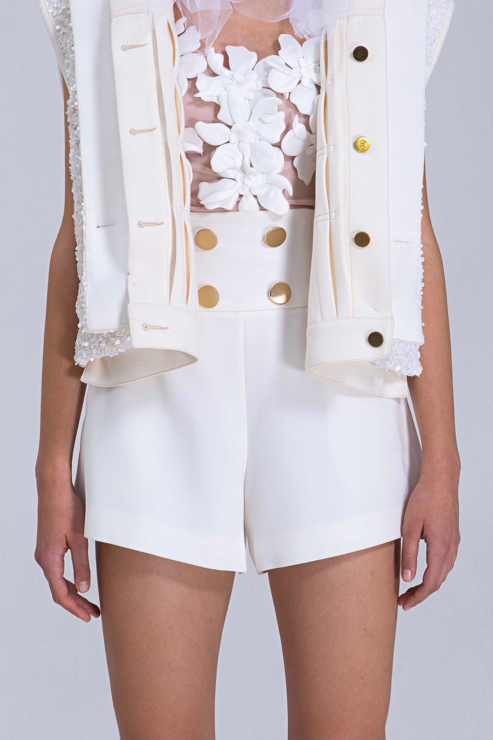 White Culotte With Gold Buttons