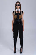 Beaded Two Tone Dimante Top