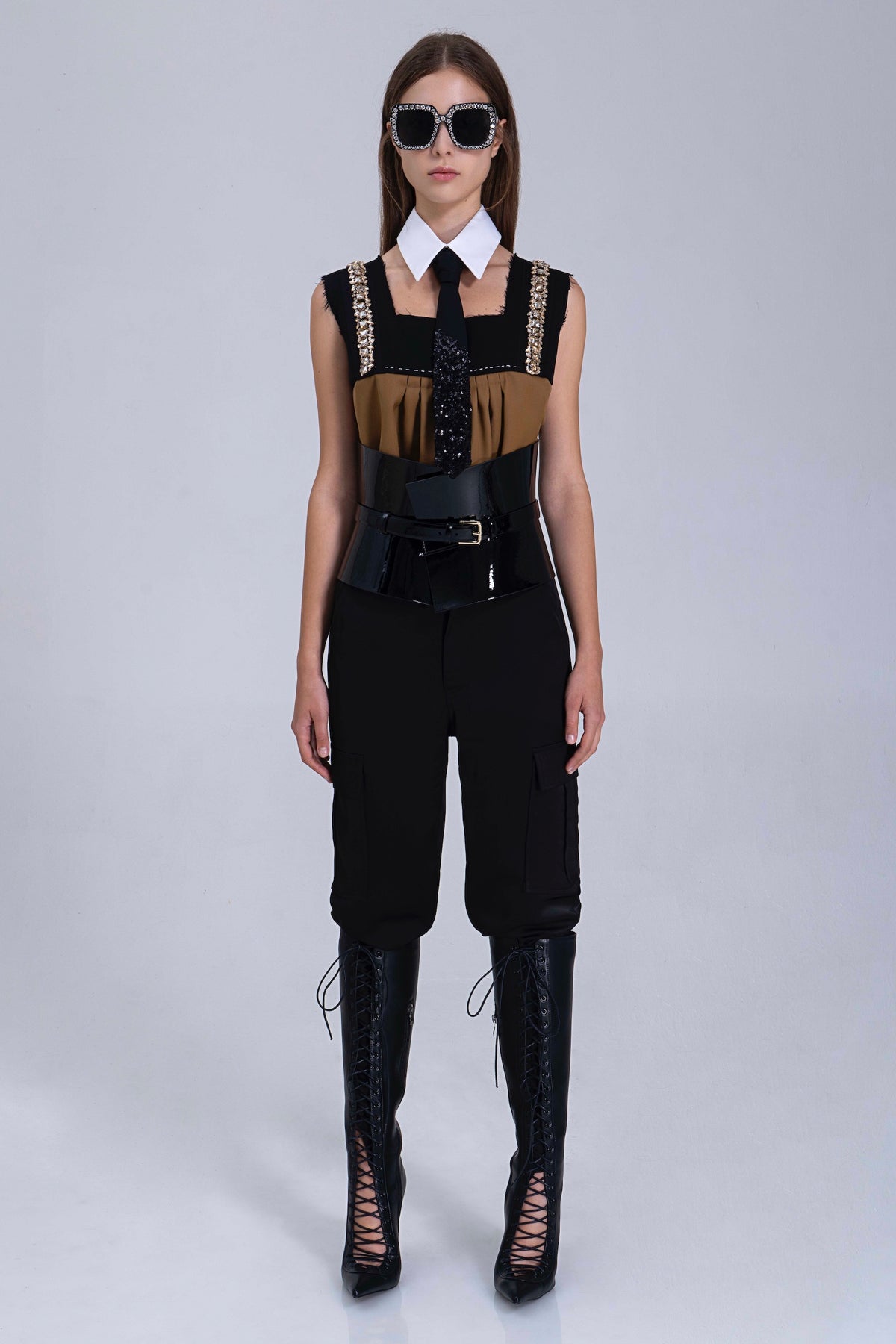 Beaded Two Tone Dimante Top
