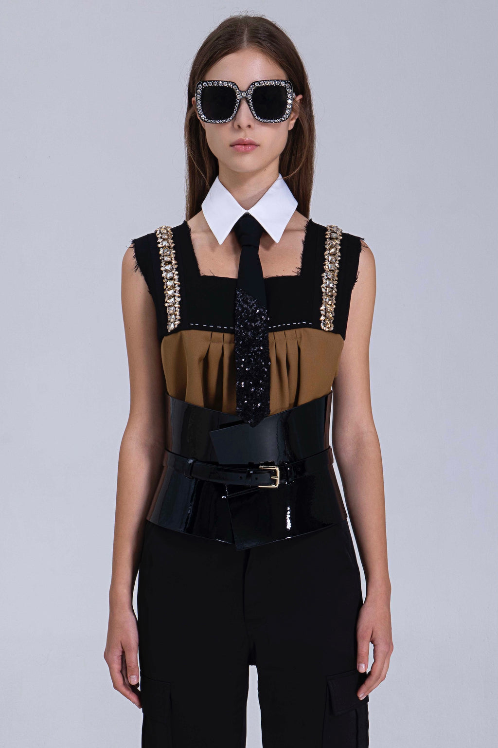 Beaded Two Tone Dimante Top