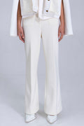 White Patch-Pocket Flare Pants