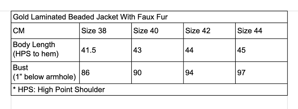 Gold Laminated Beaded Jacket With Faux Fur