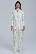New Butterfly Print Suit Jacket With Fringe