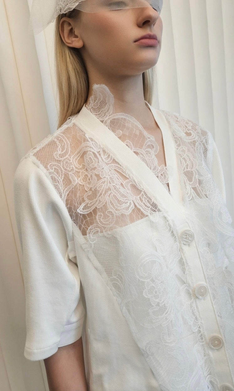 White Lace/Denim Cardigan