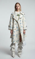 Floral Printed Trench With Dimante