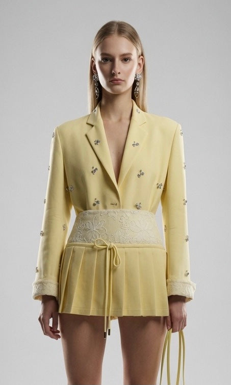 Yellow Beaded Blazer