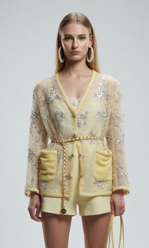 Lace Detailed Knit Cardigan