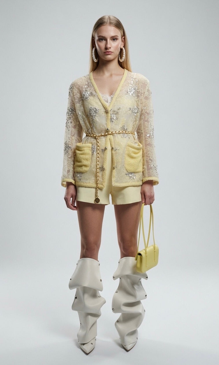 Lace Detailed Knit Cardigan