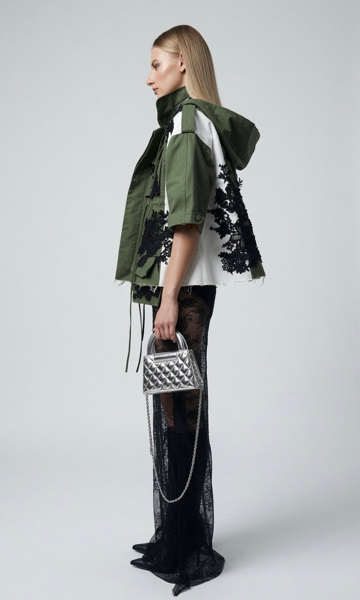 Army Green Jacket With Lace