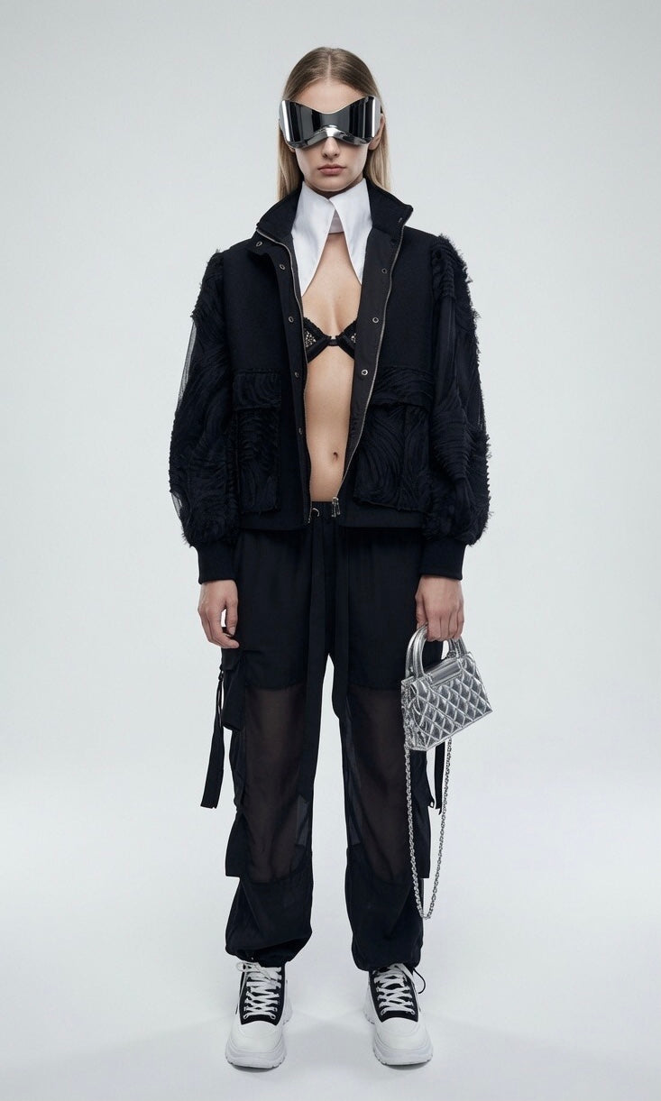Black Transparent  Cargo Pants