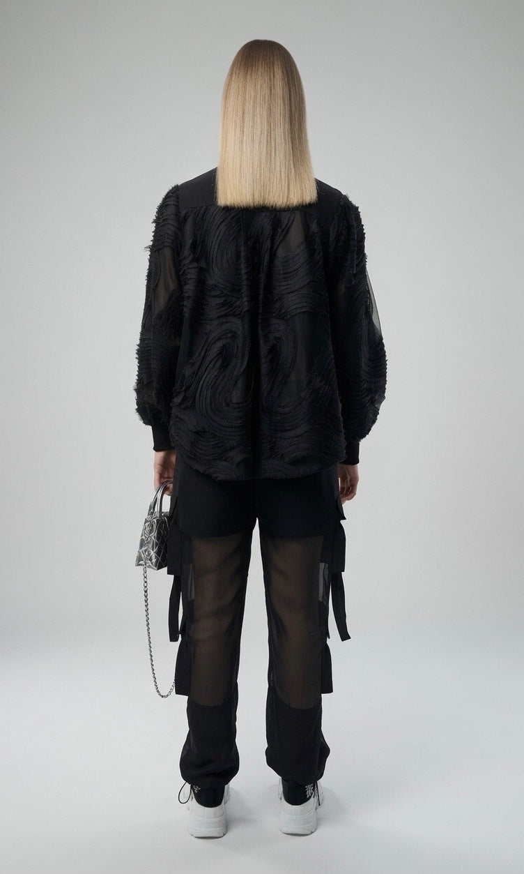 Black Transparent  Cargo Pants