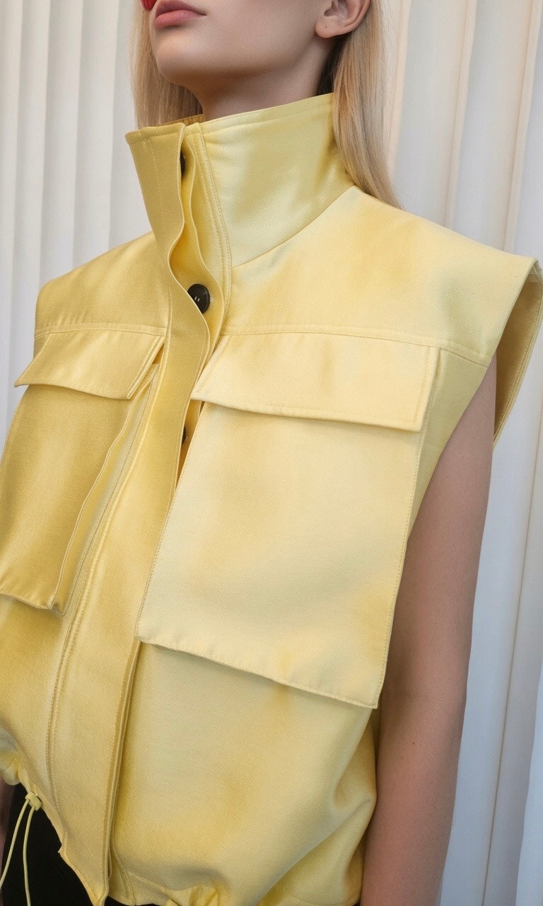 Yellow Matte Satin Jacket