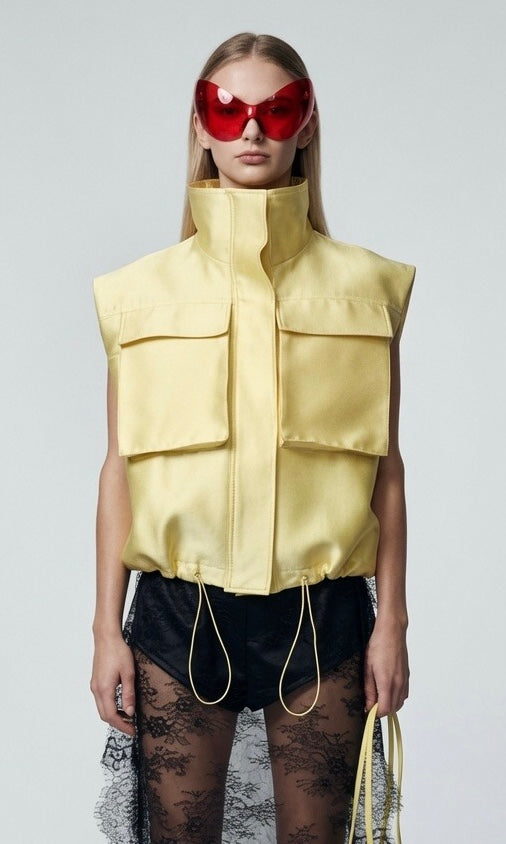 Yellow Matte Satin Jacket