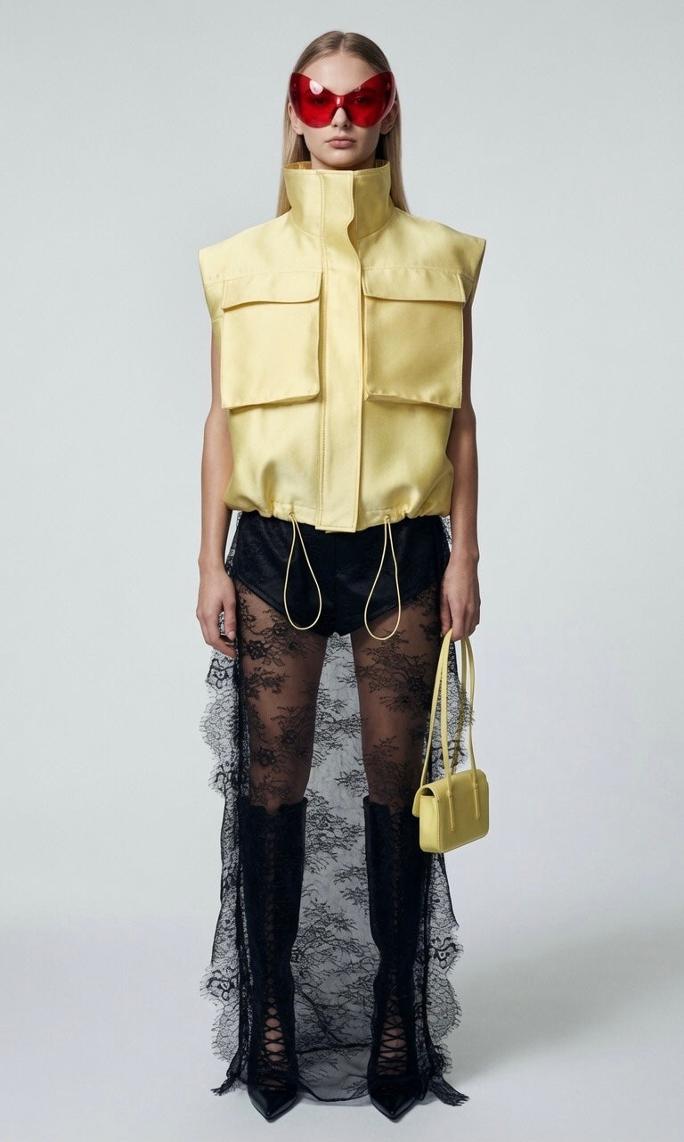 Yellow Matte Satin Jacket