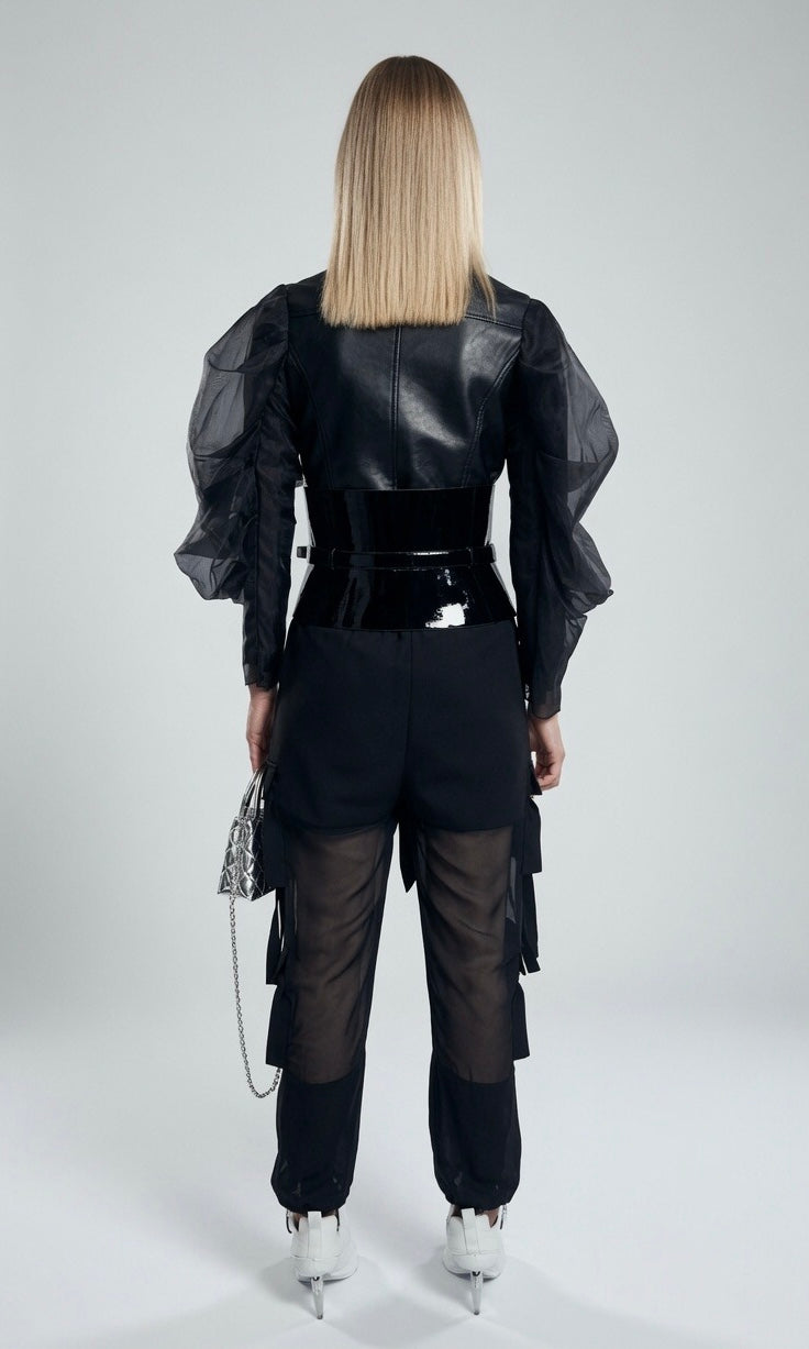 Black Transparent Cargo Pants