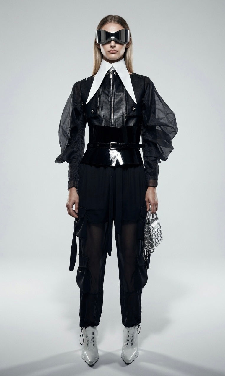 Black Transparent Cargo Pants