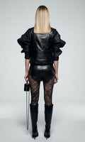 Black Blouse With Ruffles Collar