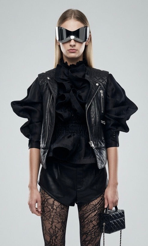 Black Leather Vest Jacket