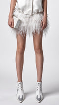 White Feather-Textured Mini Skirt