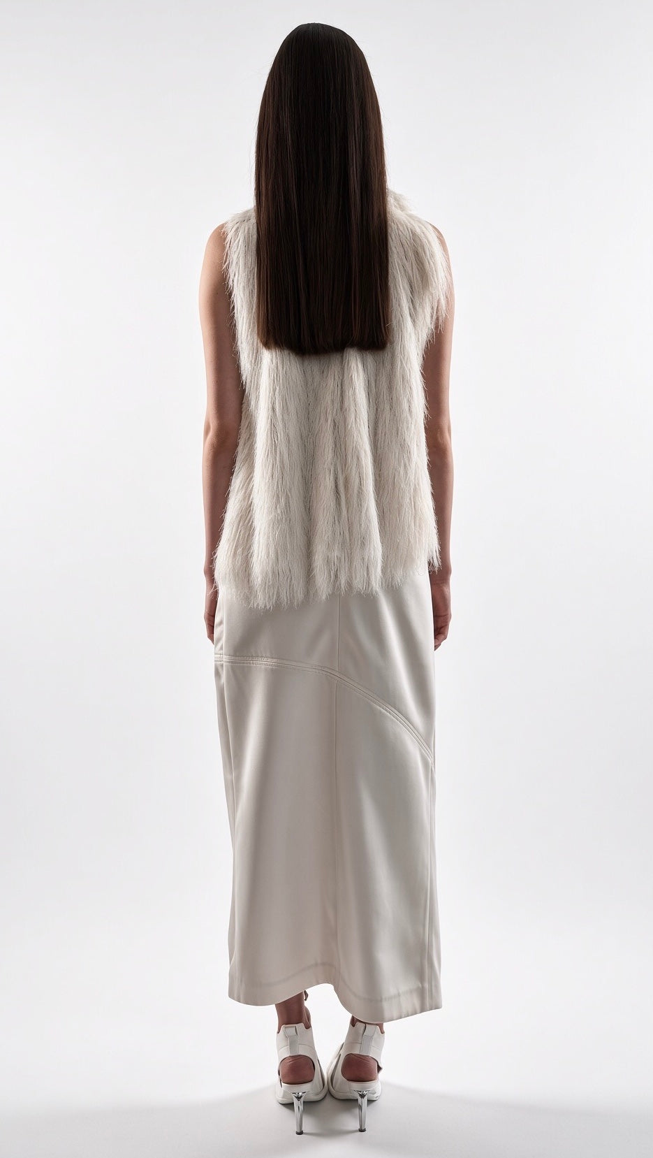 White Textured Sleeveless Top