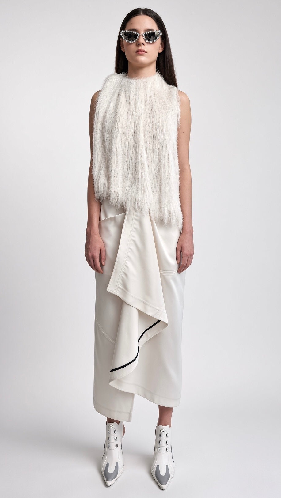 White Textured Sleeveless Top