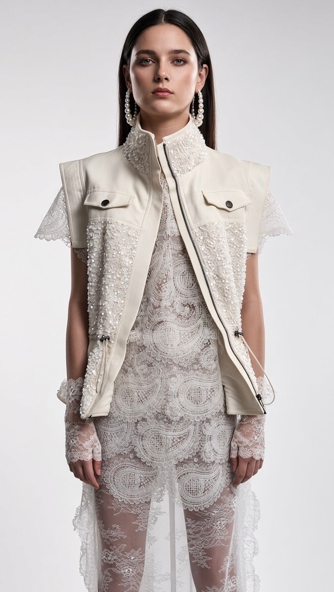 White Paisley Lace Top