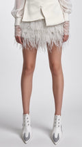 White Feather-Textured Mini Skirt