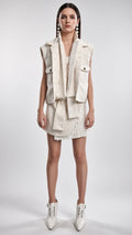 White 2-in-1 Vest with Embellished Lapels