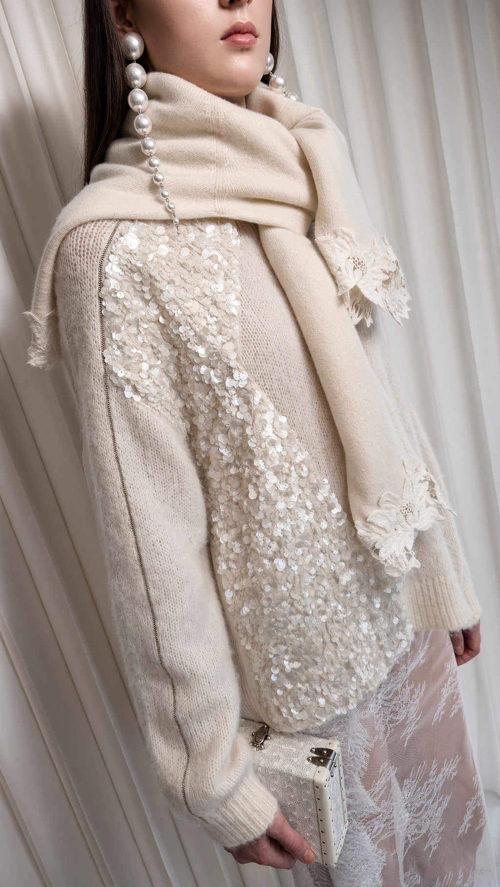 White Sheer Floral Lace Maxi Skirt