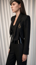 Black Pinstripe Tailored Ensemble