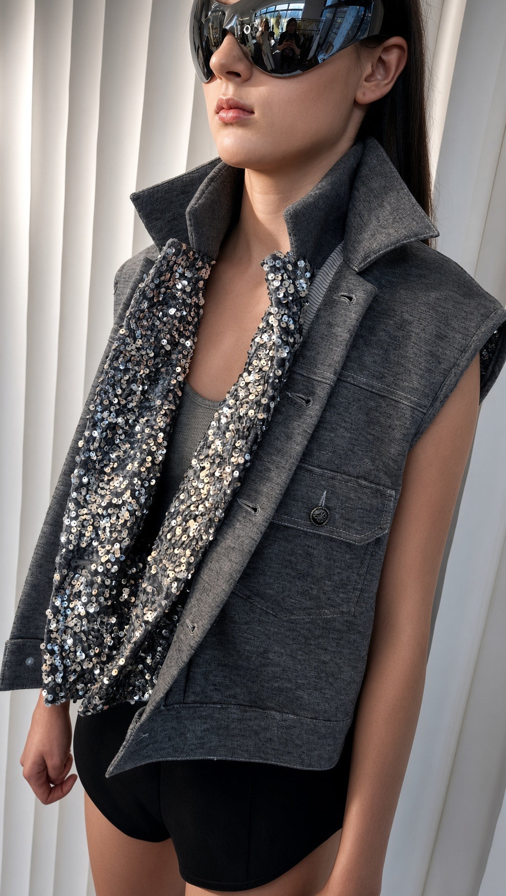 Charcoal Structured Utility 2 in 1 Vest