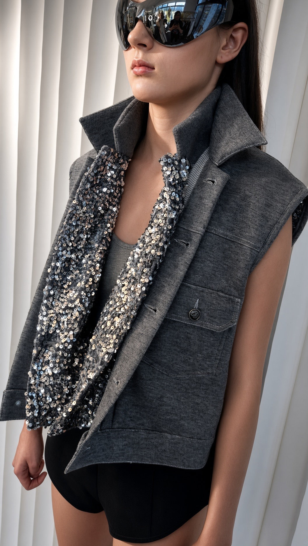 Charcoal Structured Utility 2 in 1 Vest