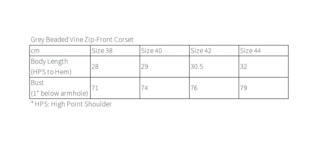 Grey Beaded Vine Zip-Front Corset