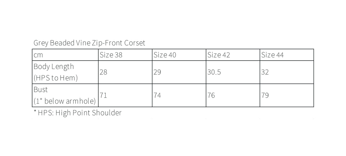 Grey Beaded Vine Zip-Front Corset