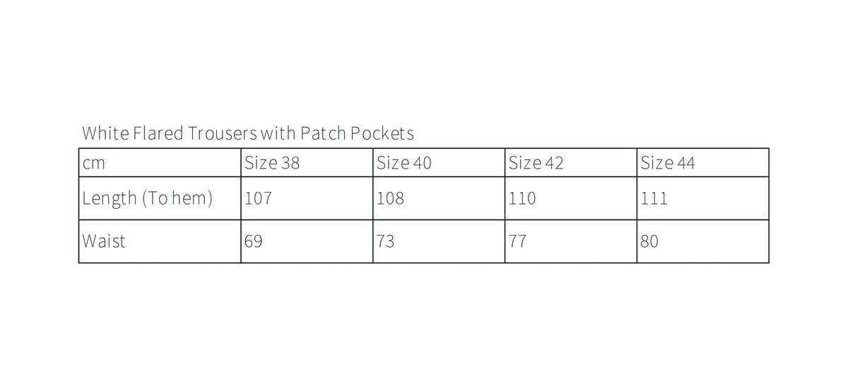 White Flared Trousers with Patch Pockets