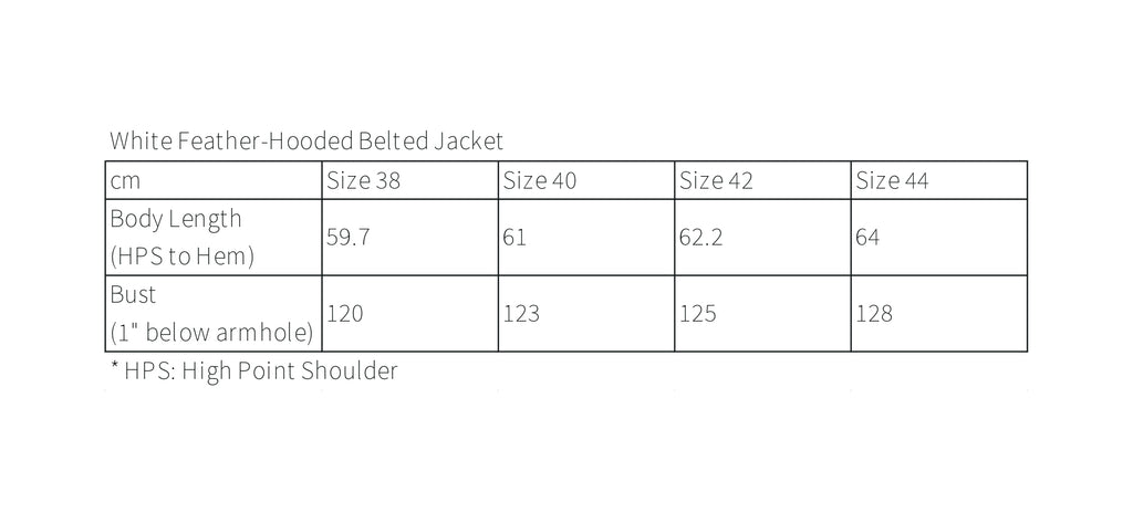 White Feather-Hooded Belted Jacket