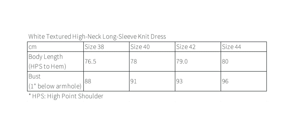 White Textured High-Neck Long-Sleeve Knit Dress