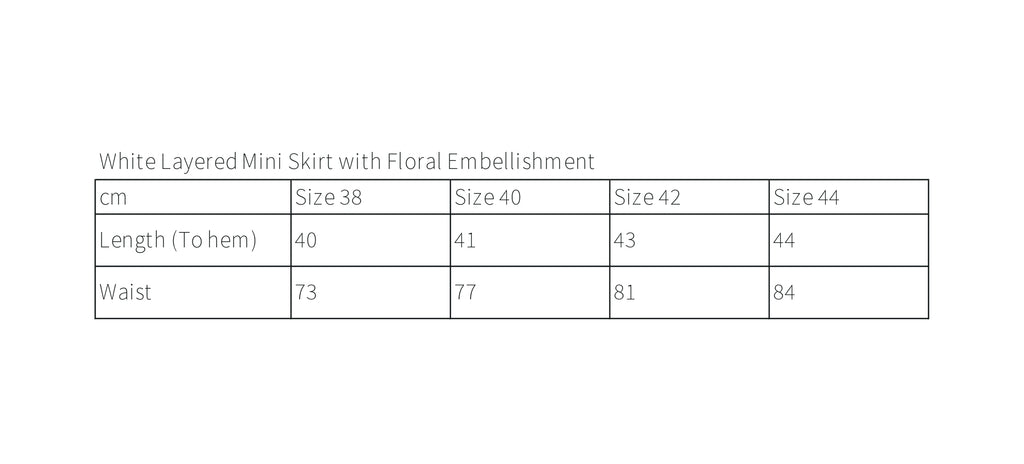 White Layered Mini Skirt with Floral Embellishment